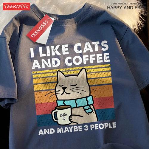 Katzen & Kaffee Unisex T-Shirt – Bequemer Streetwear Style - BoysOutfit.de