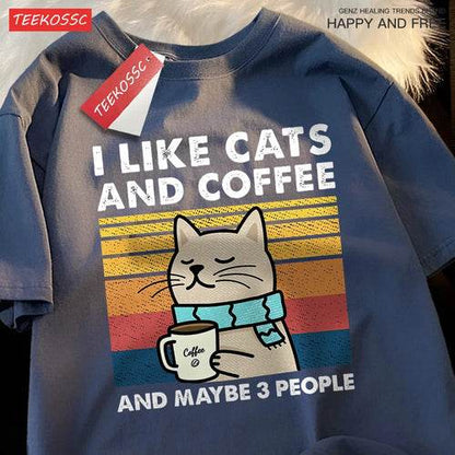 Katzen & Kaffee Unisex T-Shirt – Bequemer Streetwear Style - BoysOutfit.de