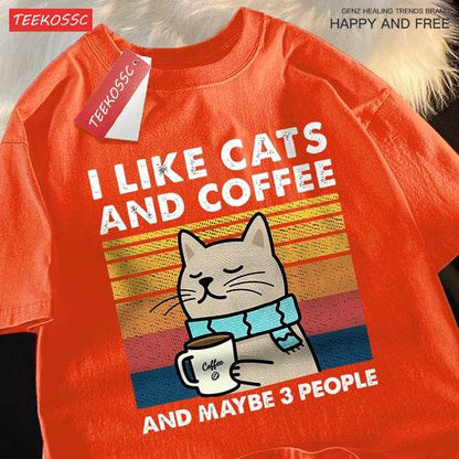 Katzen & Kaffee Unisex T-Shirt – Bequemer Streetwear Style - BoysOutfit.de