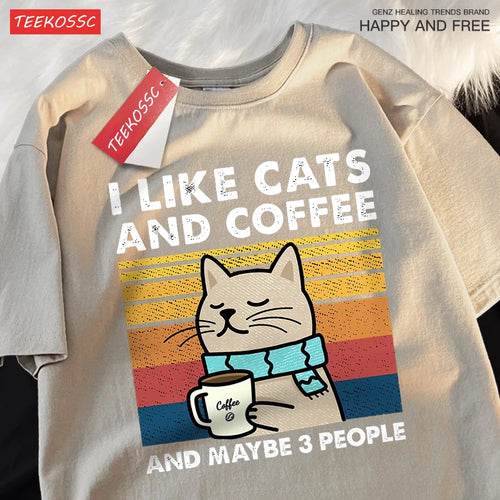 Katzen & Kaffee Unisex T-Shirt – Bequemer Streetwear Style - BoysOutfit.de
