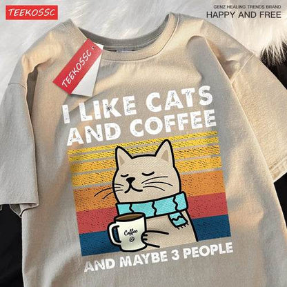 Katzen & Kaffee Unisex T-Shirt – Bequemer Streetwear Style - BoysOutfit.de