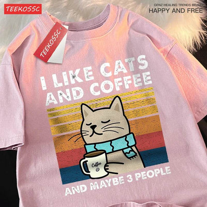 Katzen & Kaffee Unisex T-Shirt – Bequemer Streetwear Style - BoysOutfit.de