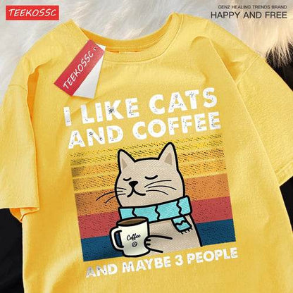 Katzen & Kaffee Unisex T-Shirt – Bequemer Streetwear Style - BoysOutfit.de
