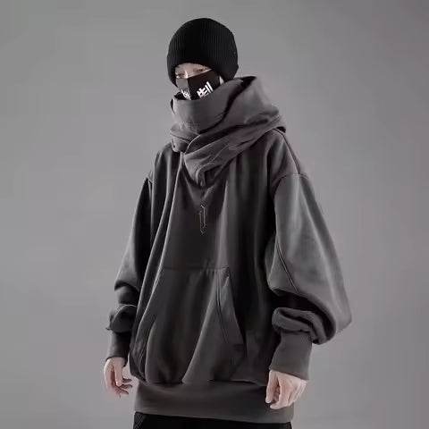 Herren Oversize Hoodie | Ninja Style mit Rollkragen | Winter Stickerei Hoodie - BoysOutfit.de